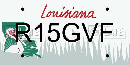 R15GVF Louisiana License Plate