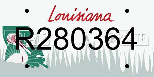 R280364 Louisiana License Plate