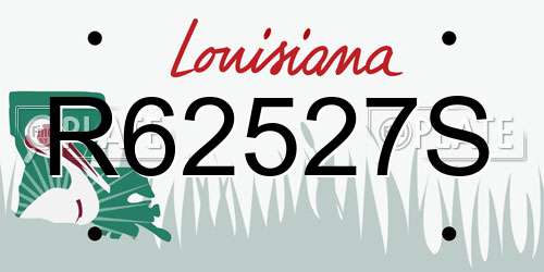 R62527S Louisiana License Plate