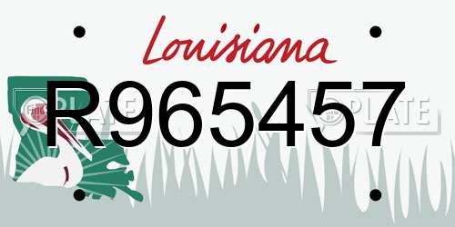 R965457 Louisiana License Plate