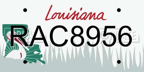 RAC8956 Louisiana License Plate