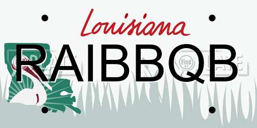 RAIBBQB Louisiana License Plate