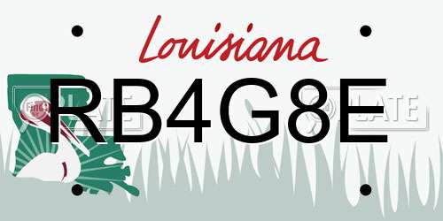 RB4G8E Louisiana License Plate
