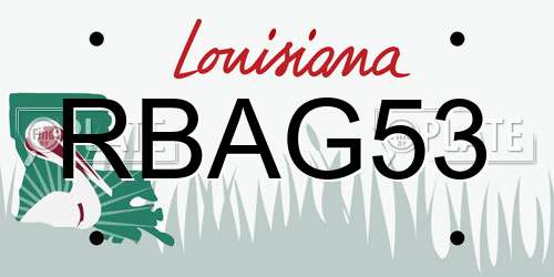 RBAG53 Louisiana License Plate