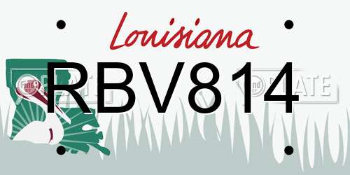 RBV814 Louisiana License Plate