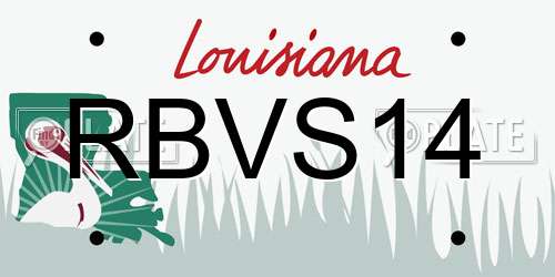 RBVS14 Louisiana License Plate