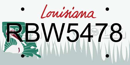 RBW5478 Louisiana License Plate