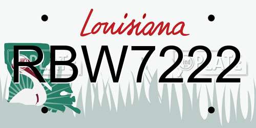 RBW7222 Louisiana License Plate