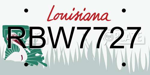 RBW7727 Louisiana License Plate