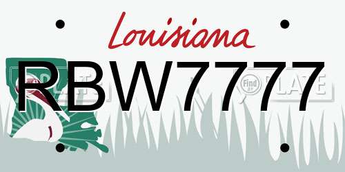 RBW7777 Louisiana License Plate