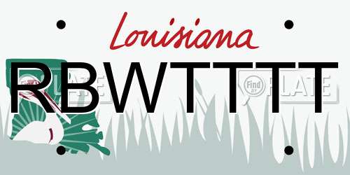 RBWTTTT Louisiana License Plate