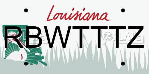 RBWTTTZ Louisiana License Plate