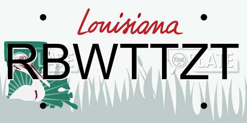 RBWTTZT Louisiana License Plate