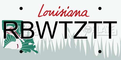 RBWTZTT Louisiana License Plate