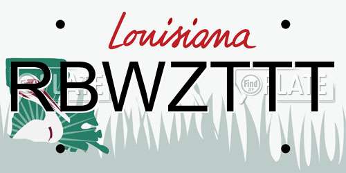 RBWZTTT Louisiana License Plate