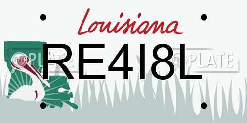 RE4I8L Louisiana License Plate