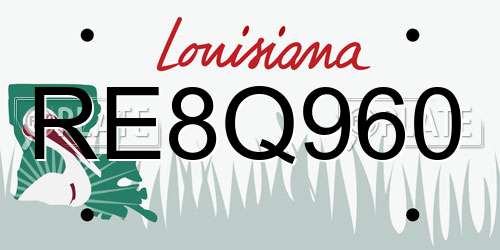RE8Q960 Louisiana License Plate