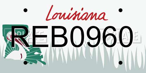 REB0960 Louisiana License Plate