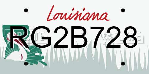 RG2B728 Louisiana License Plate