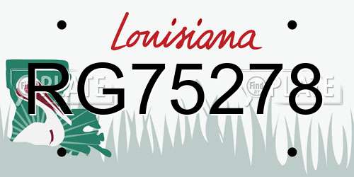RG75278 Louisiana License Plate