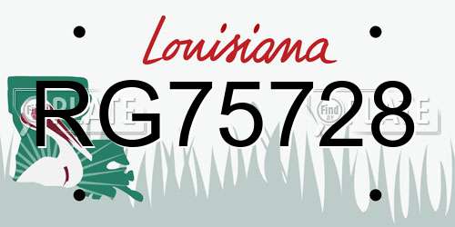 RG75728 Louisiana License Plate