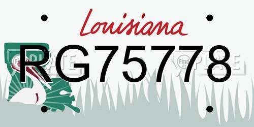 RG75778 Louisiana License Plate
