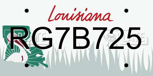 RG7B725 Louisiana License Plate