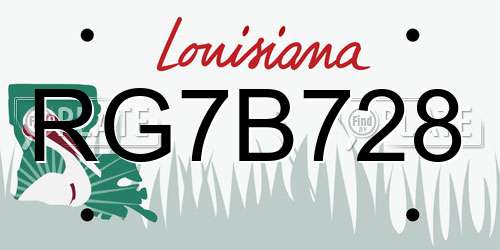 RG7B728 Louisiana License Plate
