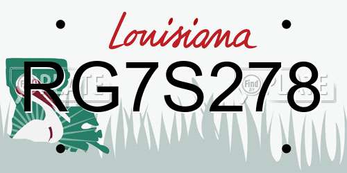 RG7S278 Louisiana License Plate