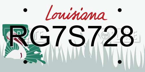 RG7S728 Louisiana License Plate