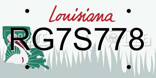 RG7S778 Louisiana License Plate