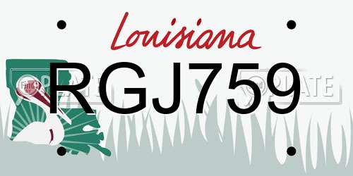 RGJ759 Louisiana License Plate