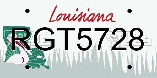 RGT5728 Louisiana License Plate