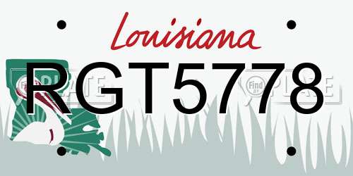 RGT5778 Louisiana License Plate