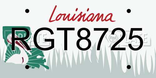 RGT8725 Louisiana License Plate