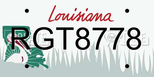 RGT8778 Louisiana License Plate
