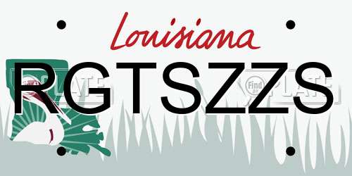 RGTSZZS Louisiana License Plate