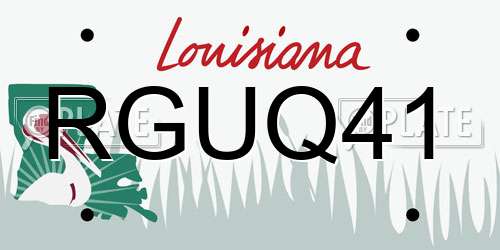RGUQ41 Louisiana License Plate