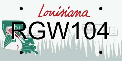 RGW104 Louisiana License Plate