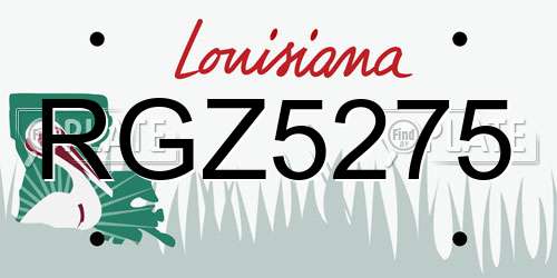 RGZ5275 Louisiana License Plate