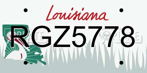 RGZ5778 Louisiana License Plate