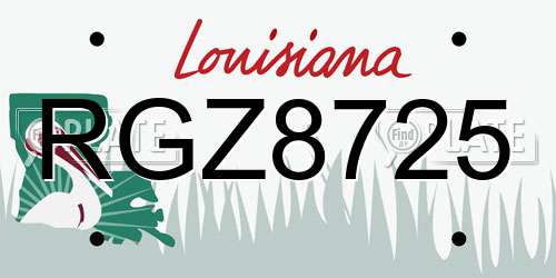 RGZ8725 Louisiana License Plate