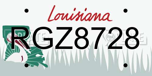 RGZ8728 Louisiana License Plate