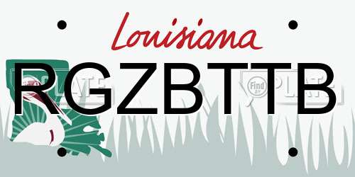 RGZBTTB Louisiana License Plate