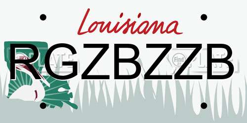 RGZBZZB Louisiana License Plate