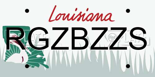 RGZBZZS Louisiana License Plate