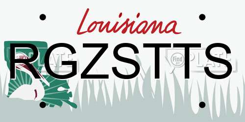 RGZSTTS Louisiana License Plate