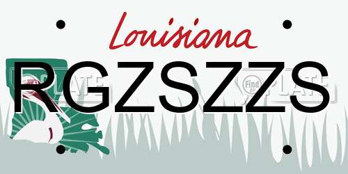 RGZSZZS Louisiana License Plate
