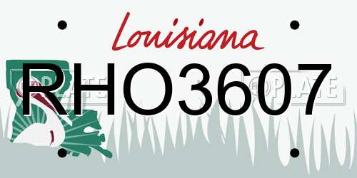 RHO3607 Louisiana License Plate