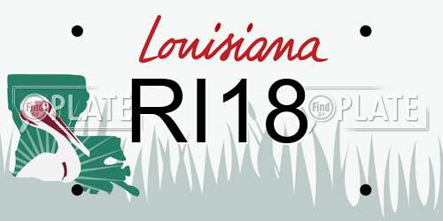 RI18 Louisiana License Plate